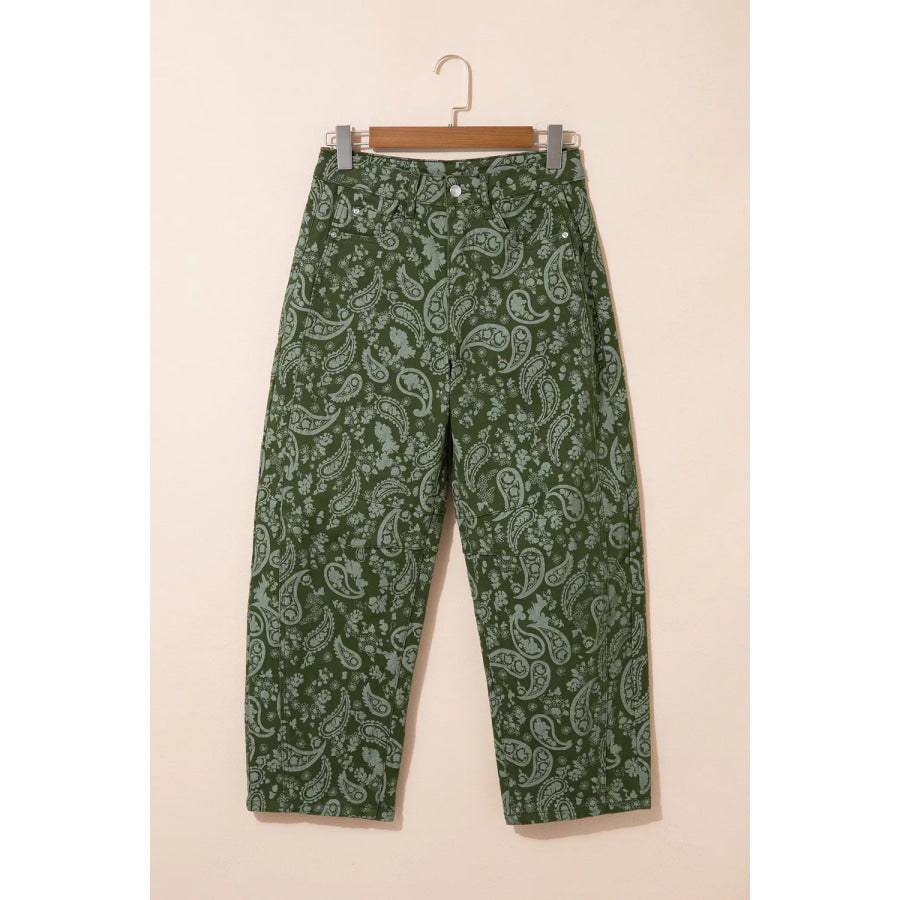 Paisley Print Harem Denim Pants Apparel and Accessories
