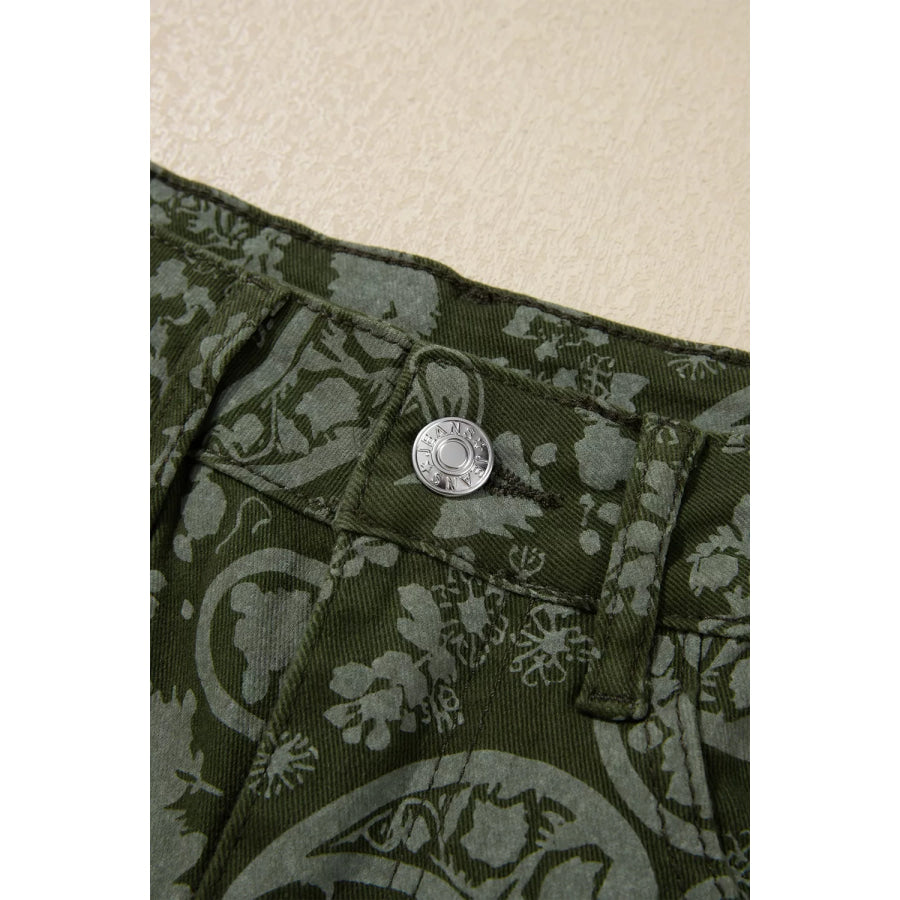 Paisley Print Harem Denim Pants Apparel and Accessories