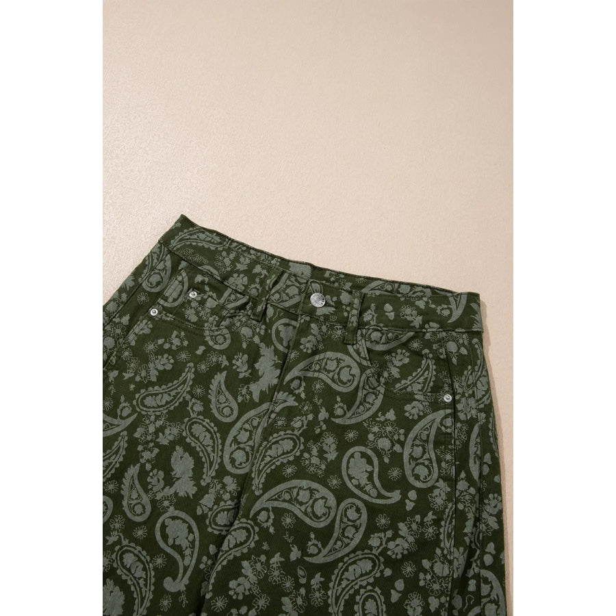 Paisley Print Harem Denim Pants Apparel and Accessories
