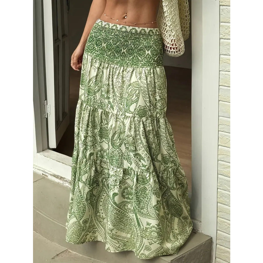Paisley Print Maxi Skirt Gum Leaf / S Apparel and Accessories