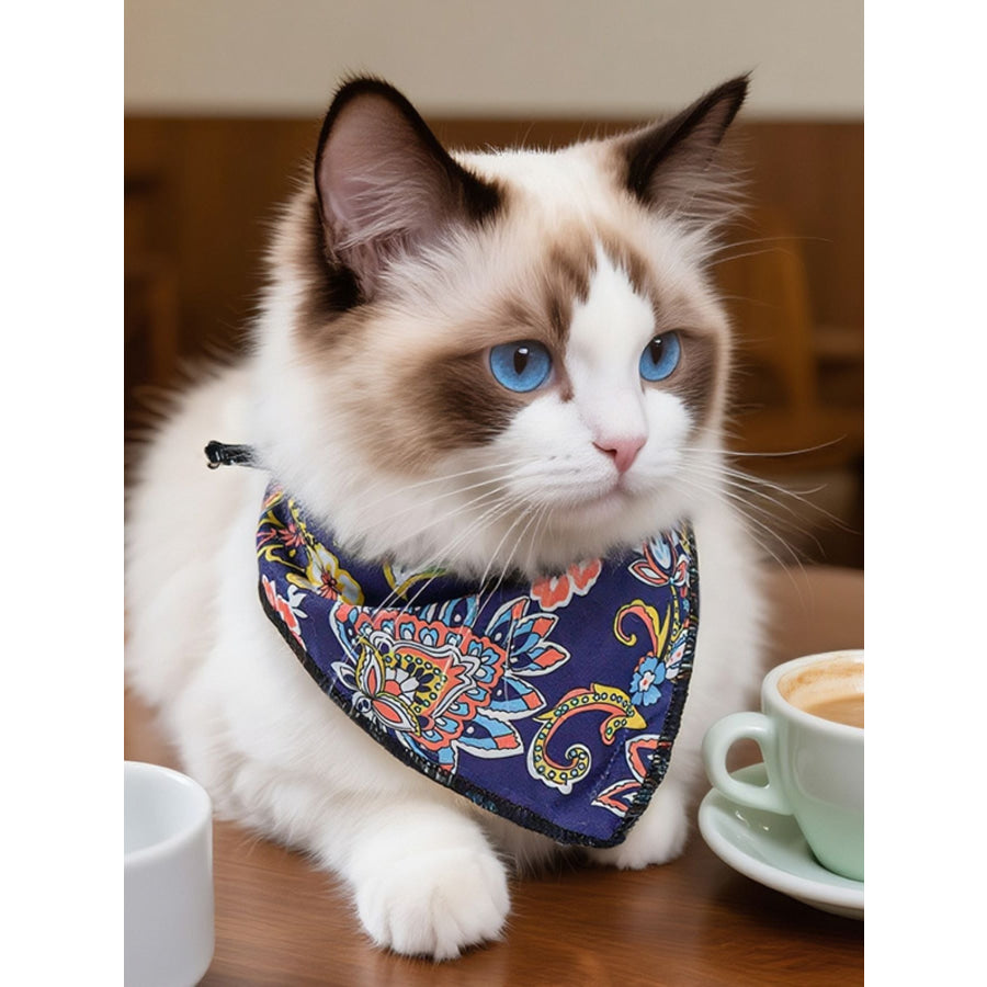 Paisley Print Pet Scarf & Hat Blue Scarf / S Apparel and Accessories