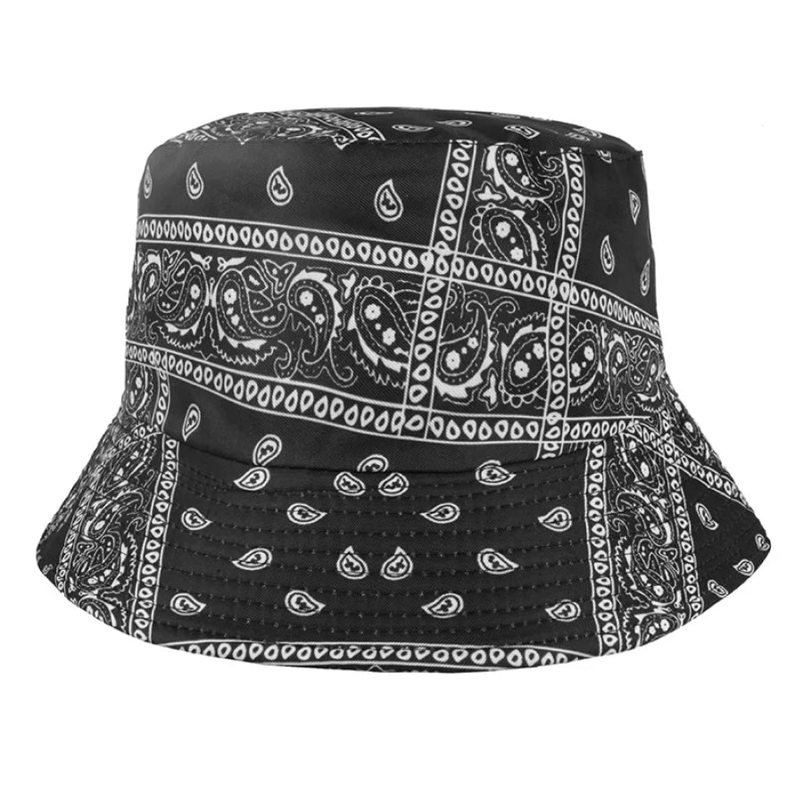 Paisley Print Reversible Bucket Hat Black / onesize Apparel and Accessories