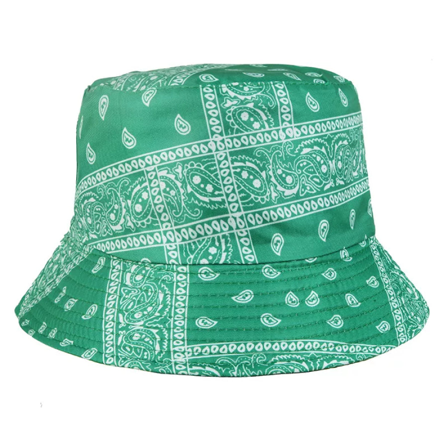 Paisley Print Reversible Bucket Hat Green / onesize Apparel and Accessories