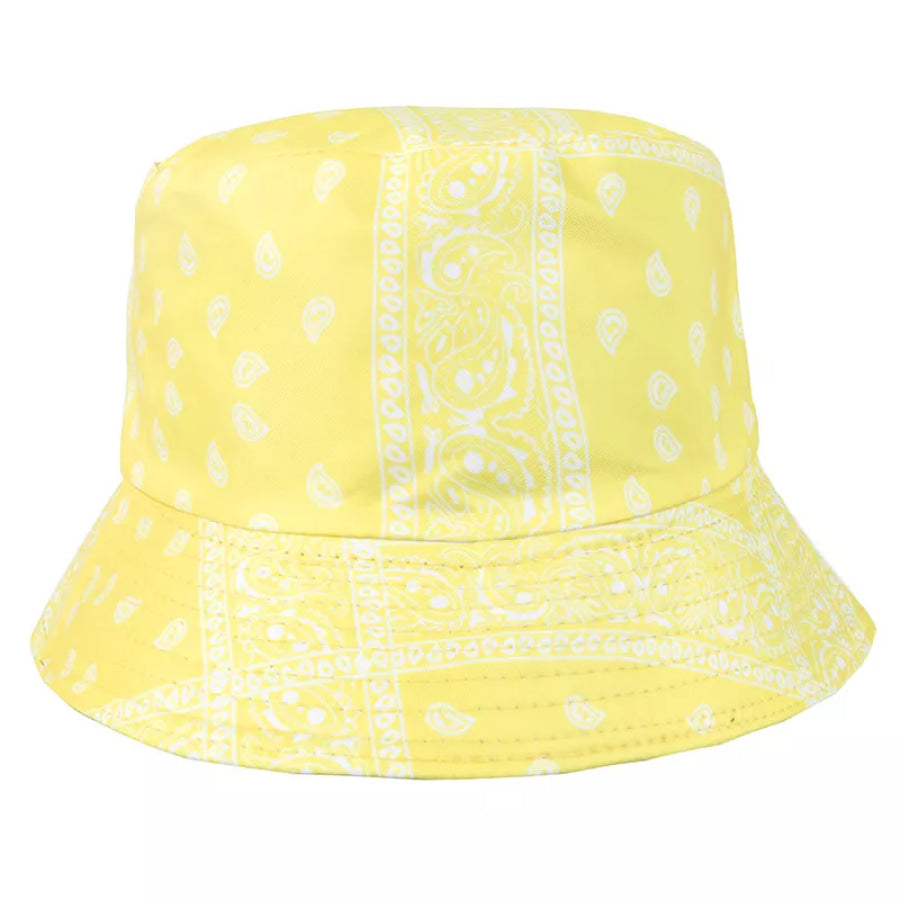 Paisley Print Reversible Bucket Hat Pastel Yellow / onesize Apparel and Accessories