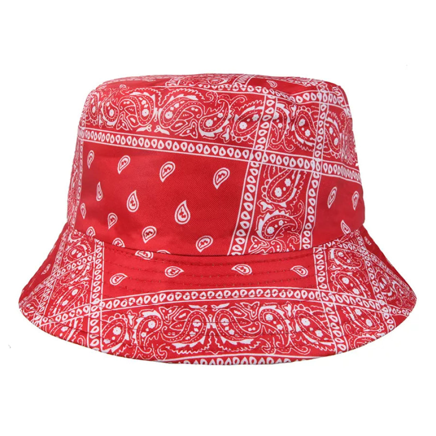 Paisley Print Reversible Bucket Hat Red / onesize Apparel and Accessories