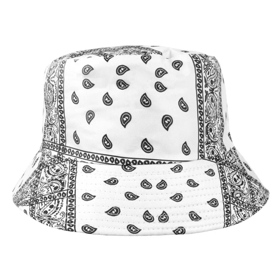 Paisley Print Reversible Bucket Hat White / onesize Apparel and Accessories