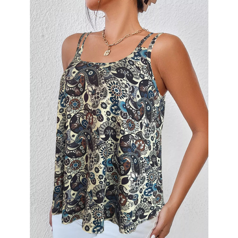 Paisley Print Round Neck Tank Apparel and Accessories