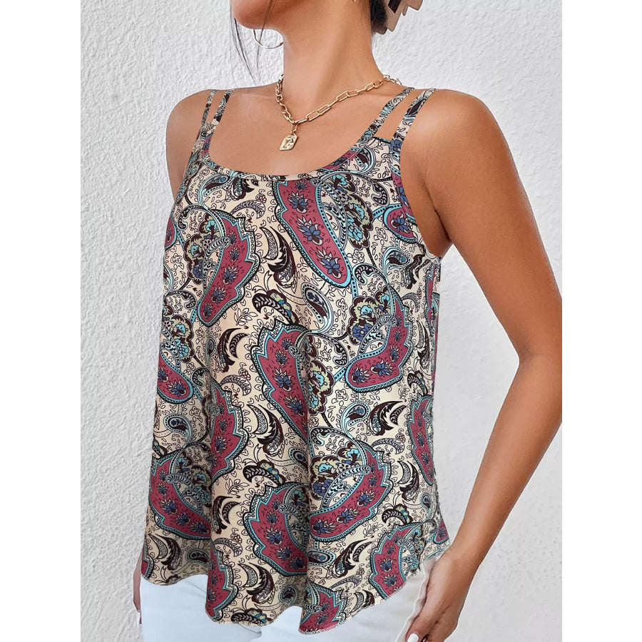 Paisley Print Round Neck Tank Apparel and Accessories
