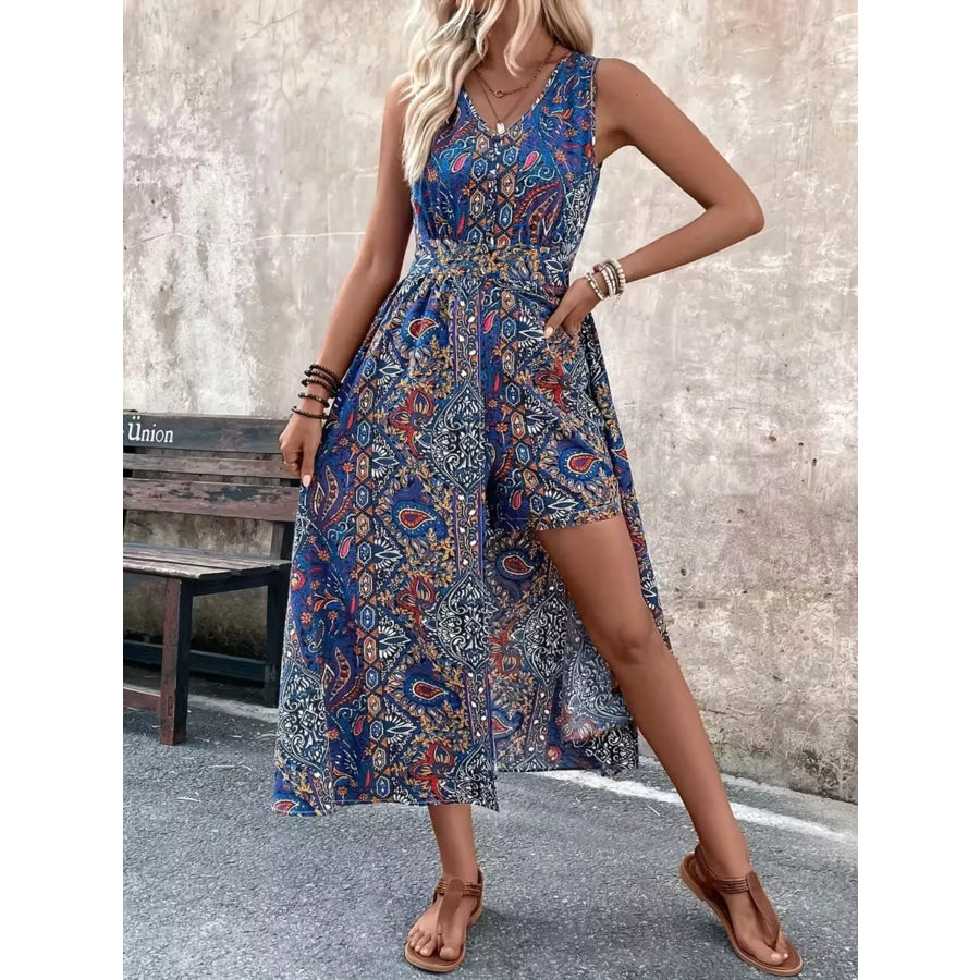 Paisley Print Sleeveless Romper Apparel and Accessories