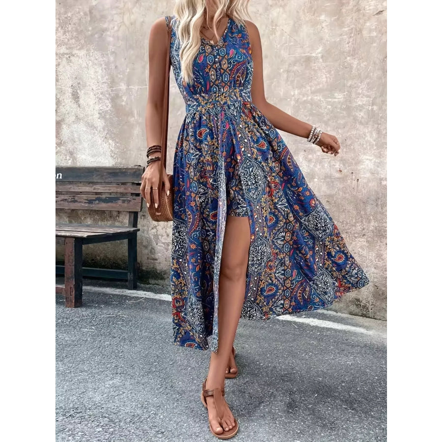 Paisley Print Sleeveless Romper Apparel and Accessories