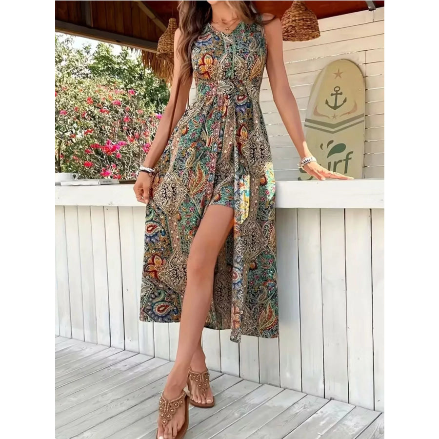 Paisley Print Sleeveless Romper Apparel and Accessories