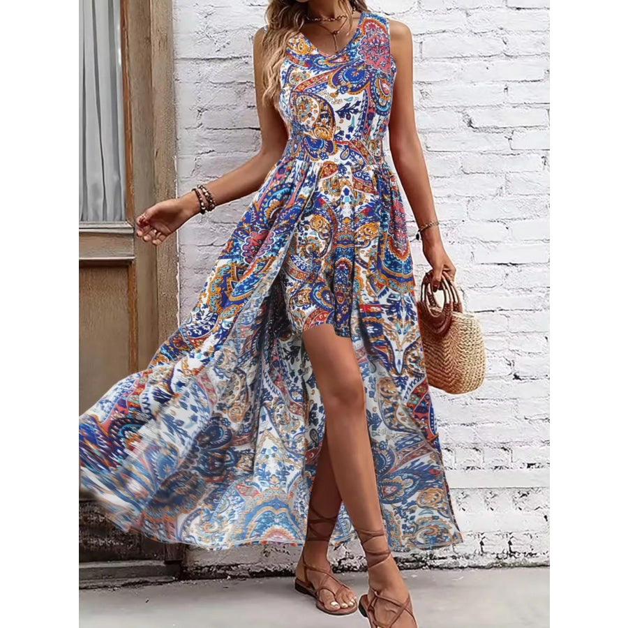 Paisley Print Sleeveless Romper Apparel and Accessories