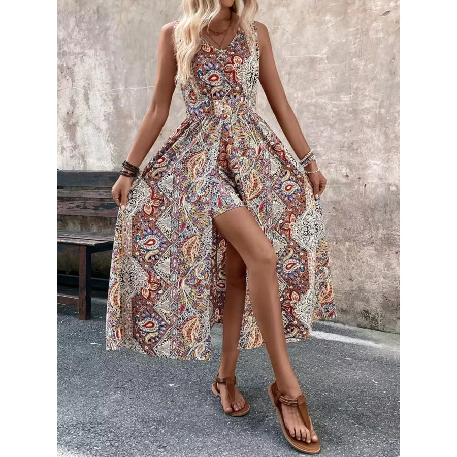 Paisley Print Sleeveless Romper Apparel and Accessories