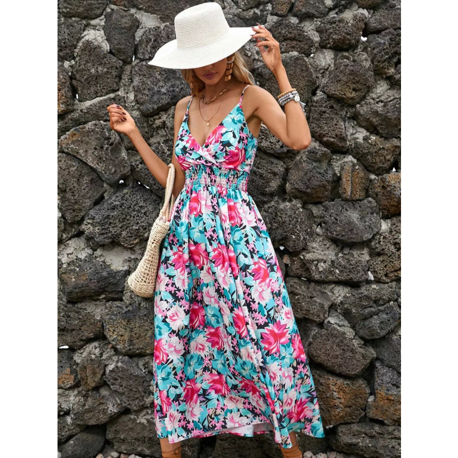Paisley Print Spaghetti Strap Midi Dress Apparel and Accessories