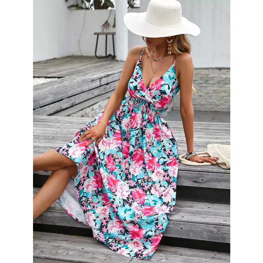 Paisley Print Spaghetti Strap Midi Dress Sky Blue / S Apparel and Accessories