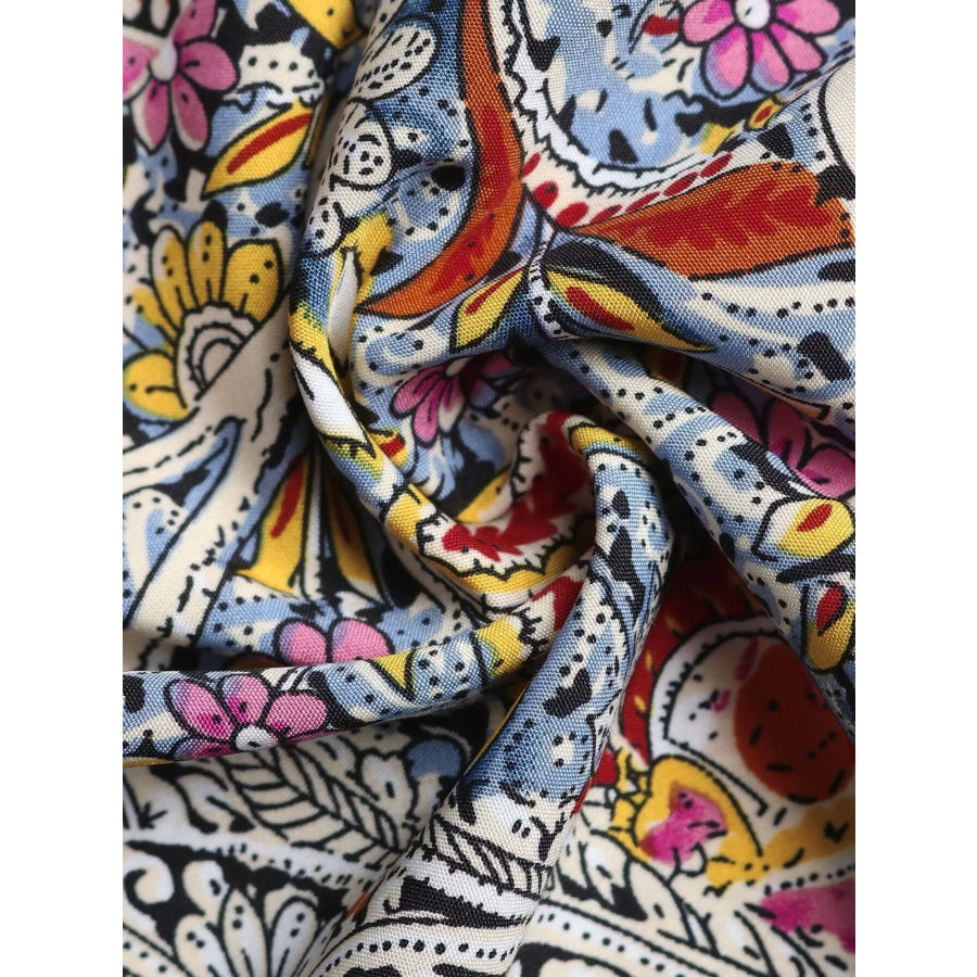 Paisley Print Tie Neck Sleeveless Midi Dress Apparel and Accessories