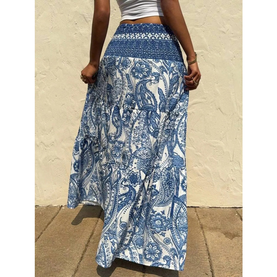 Paisley Print Tiered Maxi Skirt Apparel and Accessories