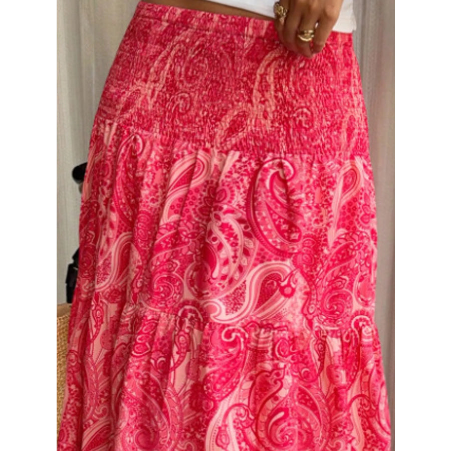 Paisley Print Tiered Maxi Skirt Apparel and Accessories