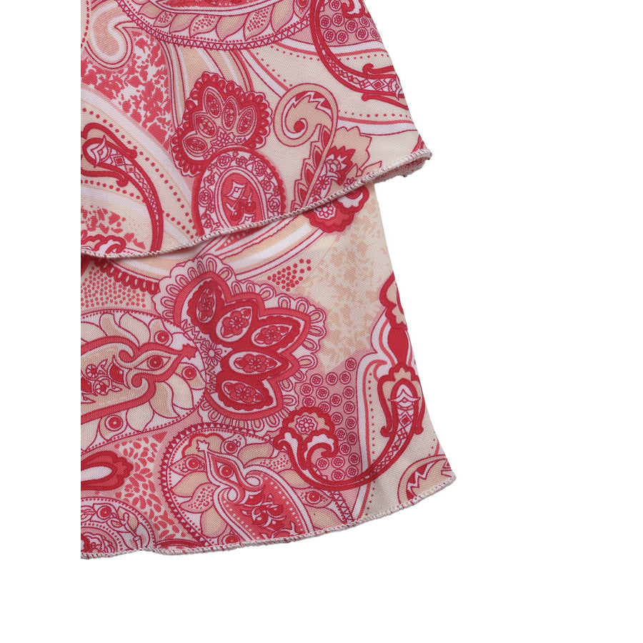 Paisley Print Tube Top and Ruffle Mini Skirt Set Apparel and Accessories