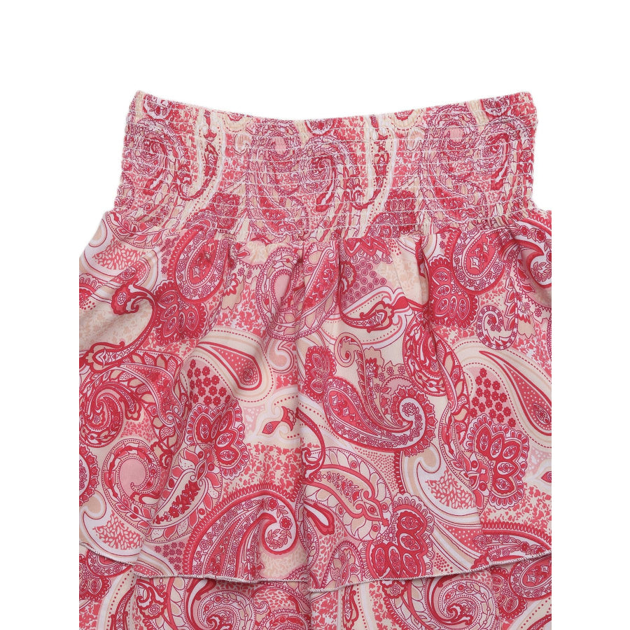 Paisley Print Tube Top and Ruffle Mini Skirt Set Apparel and Accessories