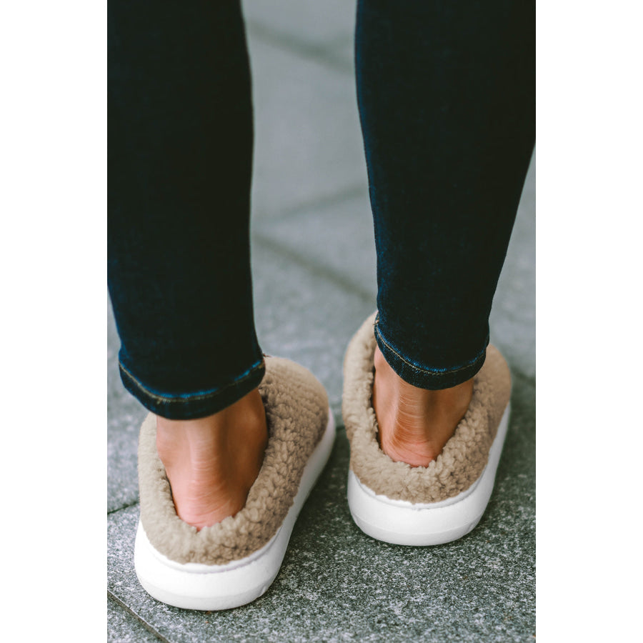 Pale Khaki Two-tone Knitted Warm Homewear Slippers Shoes &amp; Bags/Slippers