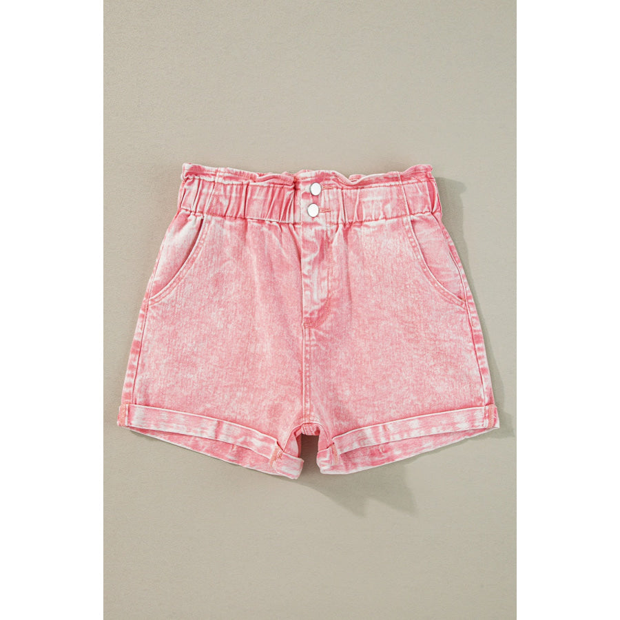 Paperbag Waist Denim Shorts Apparel and Accessories