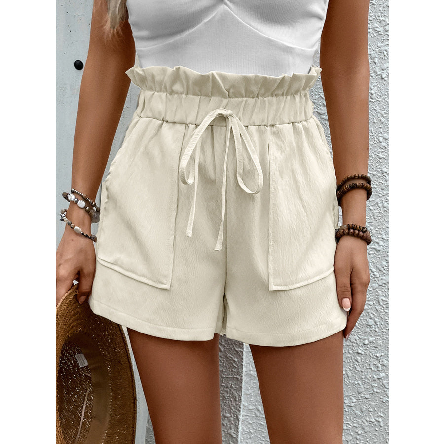 Paperbag Waist Shorts with Pockets Apparel and Accessories