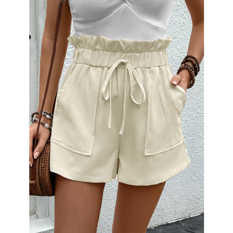 Paperbag Waist Shorts with Pockets Apparel and Accessories