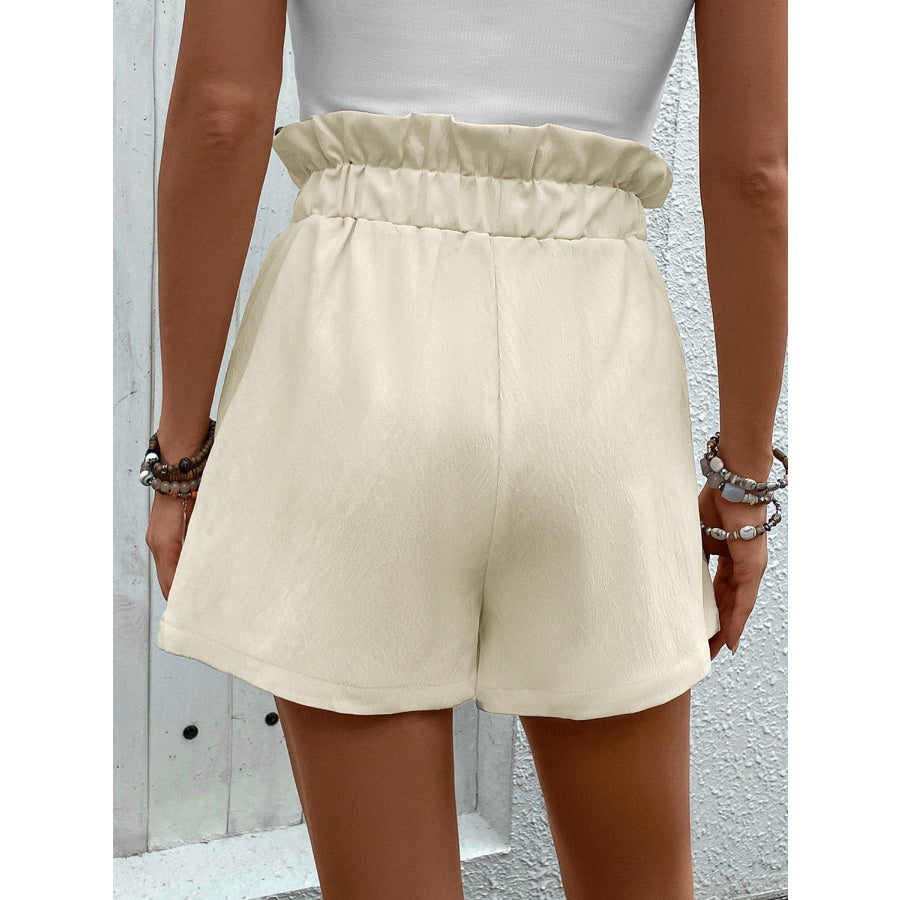 Paperbag Waist Shorts with Pockets Apparel and Accessories