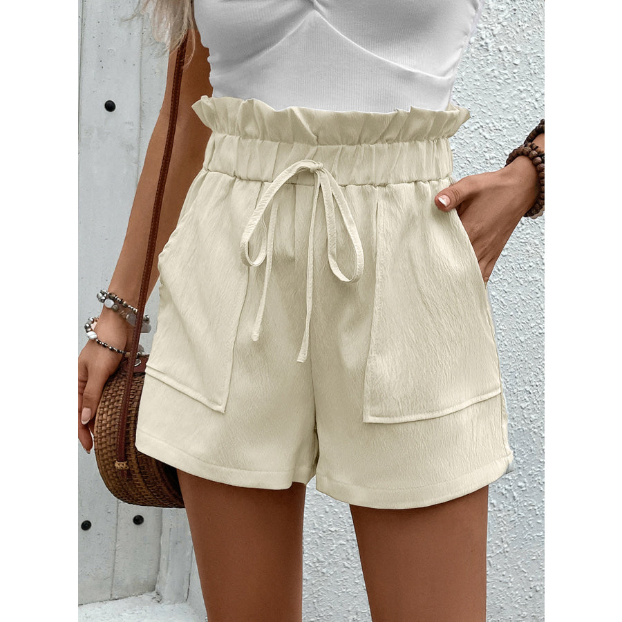 Paperbag Waist Shorts with Pockets Cream / S Apparel and Accessories