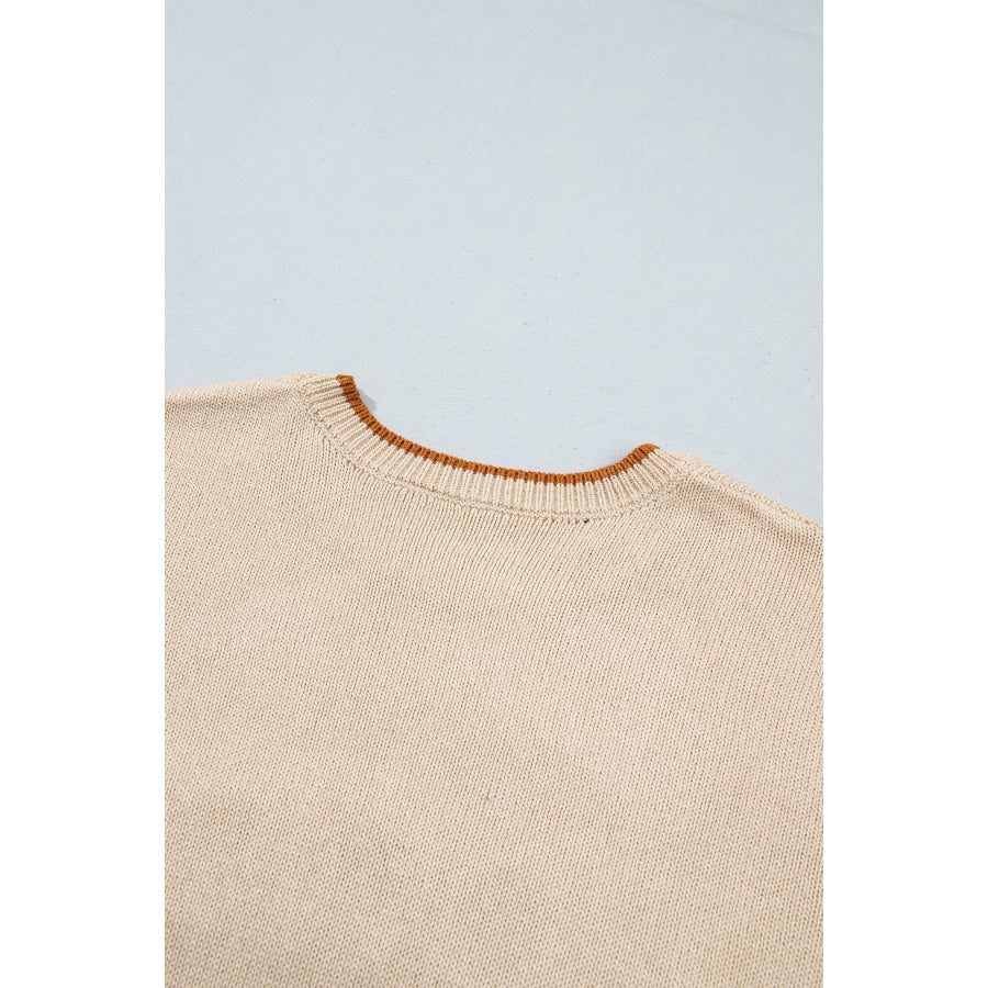 Parchment Corder HOWDY Letter Graphic Crew Neck Relaxed Sweater Sweaters & Cardigans/Sweaters