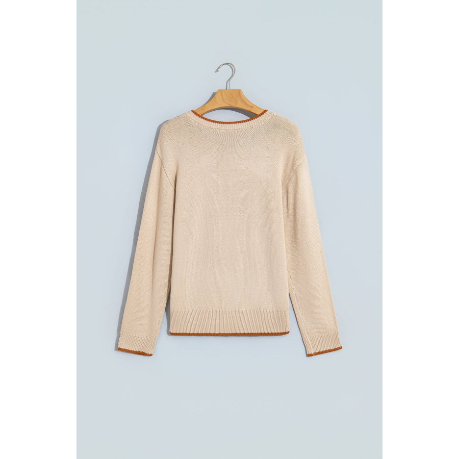 Parchment Corder HOWDY Letter Graphic Crew Neck Relaxed Sweater Sweaters & Cardigans/Sweaters