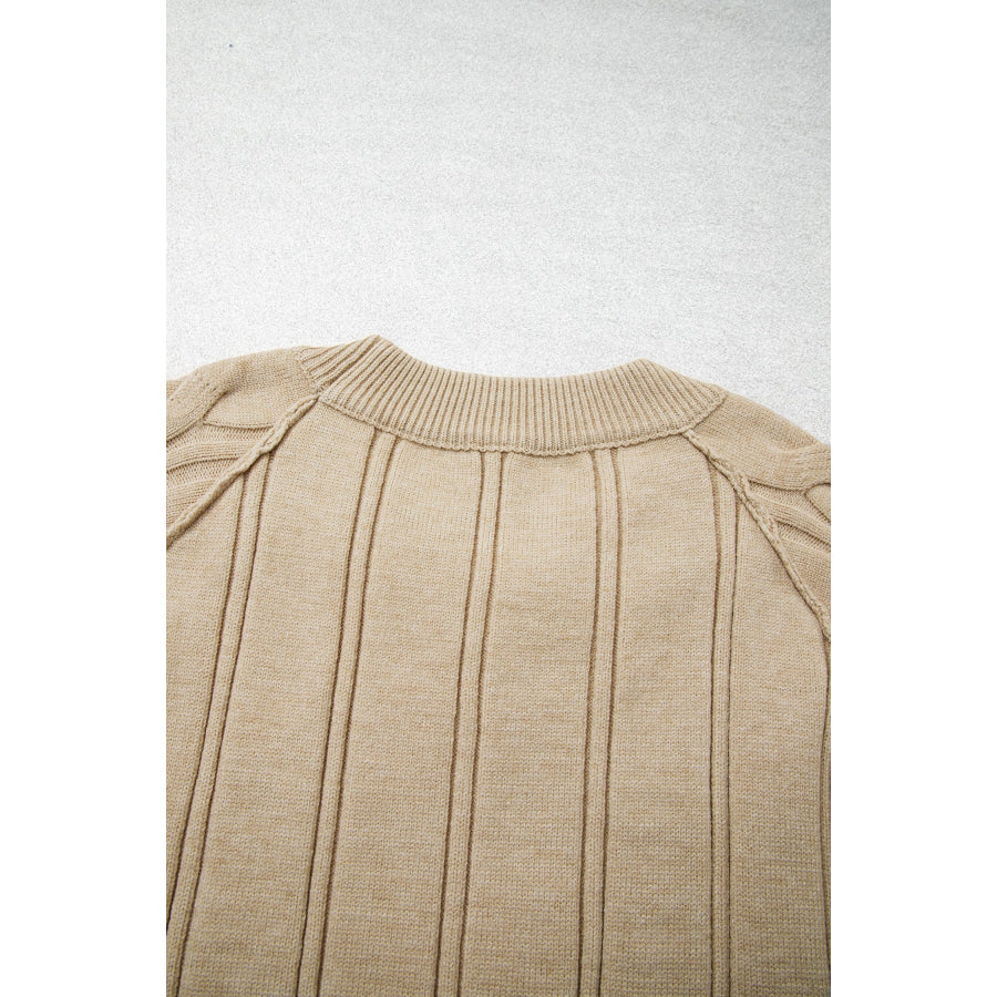 Parchment Oversized Cable Knit Long Sleeve Round Neck Tunic Length Plus Size Sweater Plus Size/Plus Size Sweaters & Cardigans