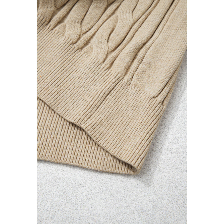 Parchment Oversized Cable Knit Long Sleeve Round Neck Tunic Length Plus Size Sweater Plus Size/Plus Size Sweaters & Cardigans