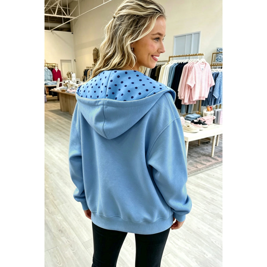 Parchment Polka Dot Hooded Zip-Up Sweatshirt Tops/Sweatshirts & Hoodies