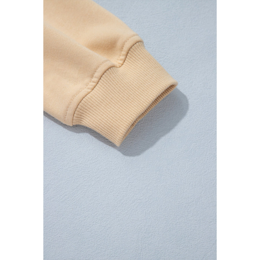 Parchment Solid Color Long Sleeve Top Split Skort 2pcs Outfit Two Piece Sets/Two Dresses