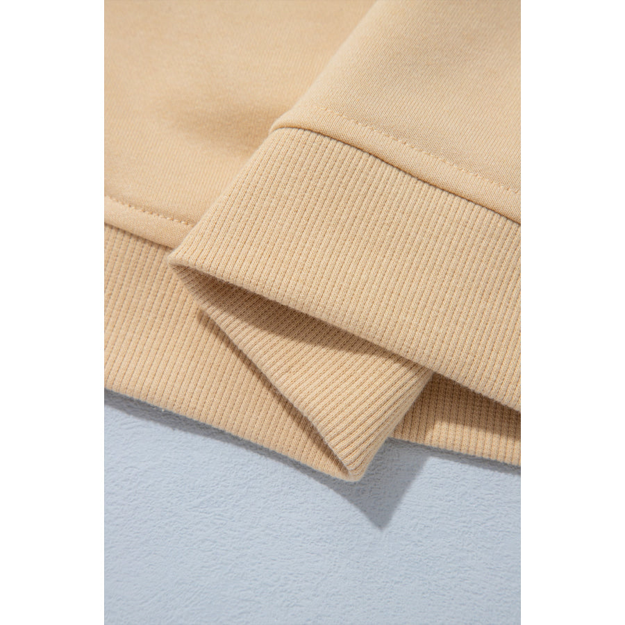 Parchment Solid Color Long Sleeve Top Split Skort 2pcs Outfit Two Piece Sets/Two Dresses