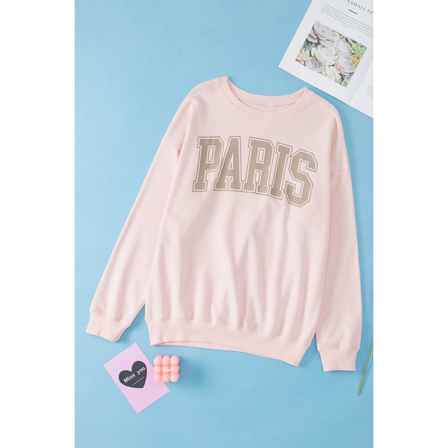 PARIS Round Neck Long Sleeve Sweatshirt Apparel and Accessories