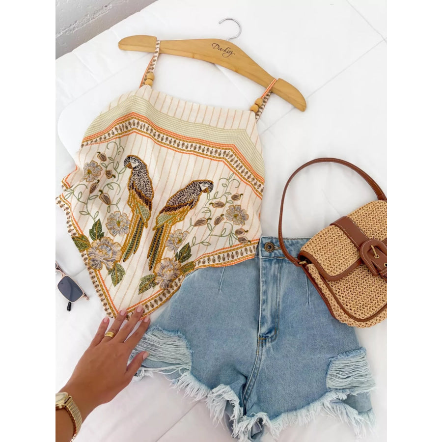 Parrot Adjustable Strap Cami Apricot / S Apparel and Accessories