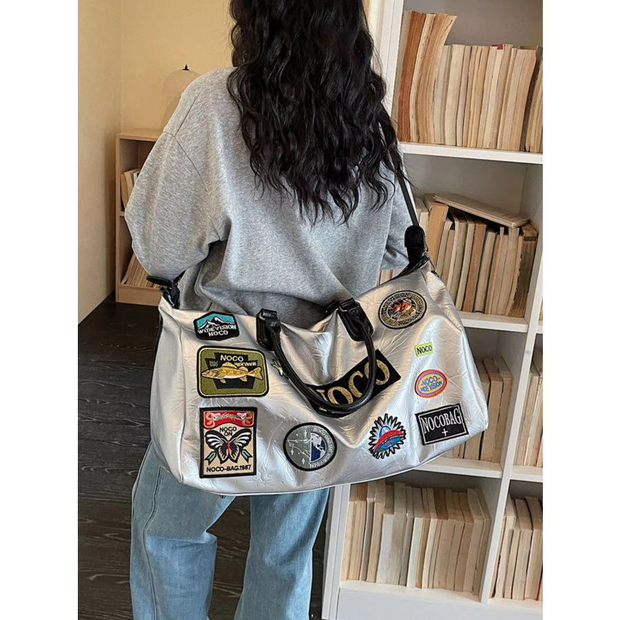 Patchwork Embellished Travel Bag Silver / onesize Apparel and Accessories