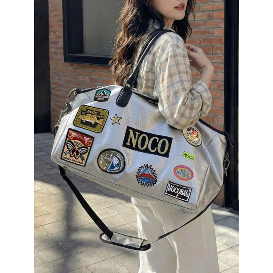 Patchwork Embellished Travel Bag Silver / onesize Apparel and Accessories