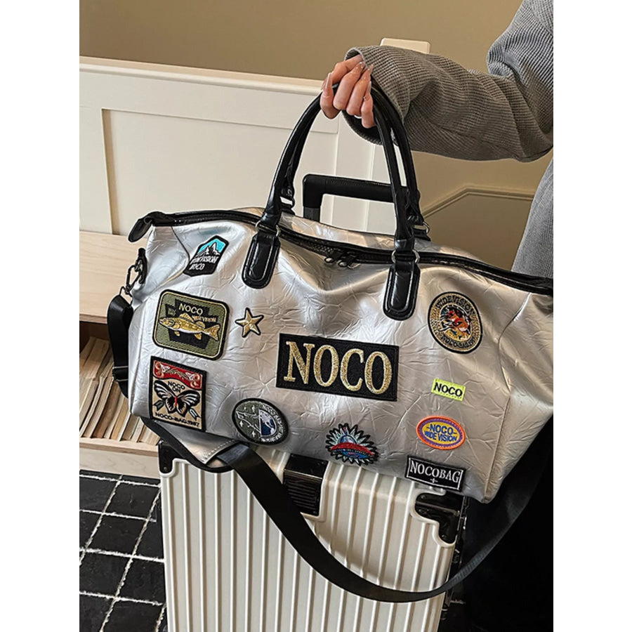 Patchwork Embellished Travel Bag Silver / onesize Apparel and Accessories