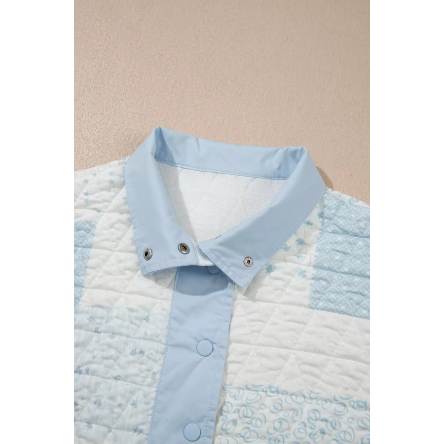 Patchwork Quilted Snap-Neck Sweatshirt Apparel and Accessories
