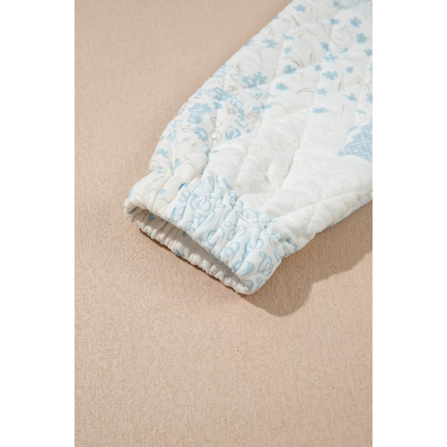 Patchwork Quilted Snap-Neck Sweatshirt Apparel and Accessories