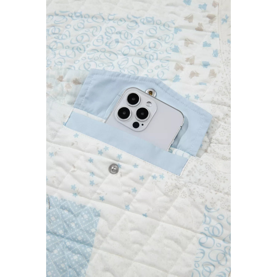 Patchwork Quilted Snap-Neck Sweatshirt Apparel and Accessories