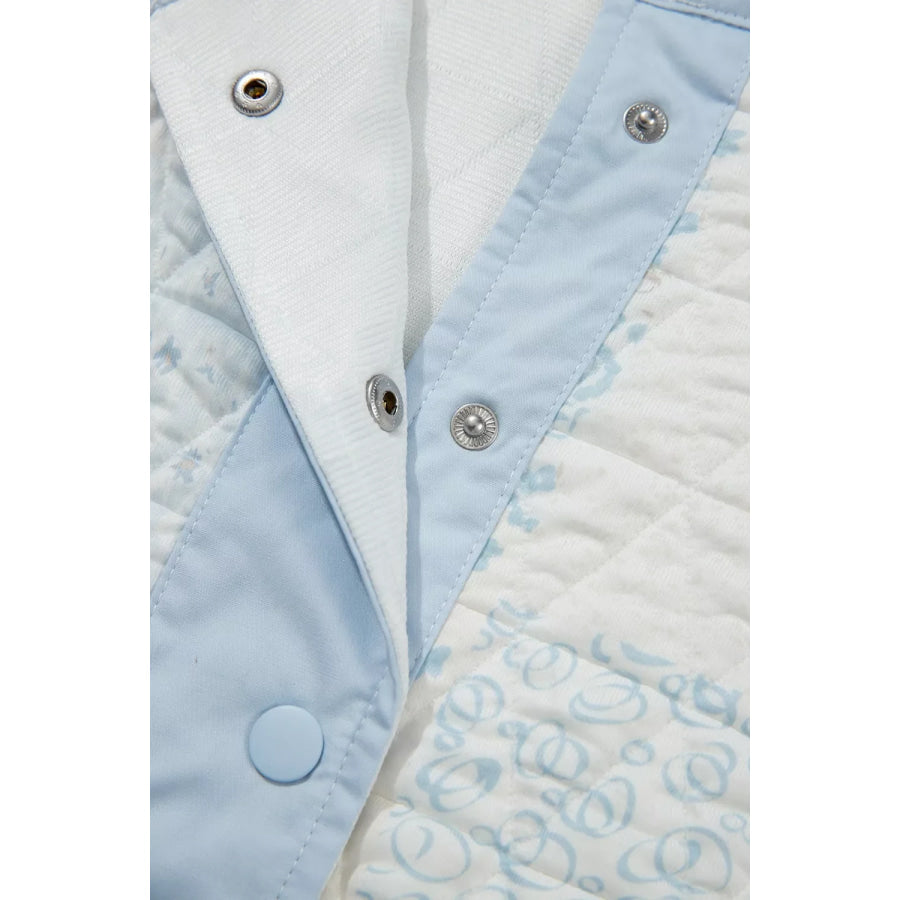 Patchwork Quilted Snap-Neck Sweatshirt Apparel and Accessories