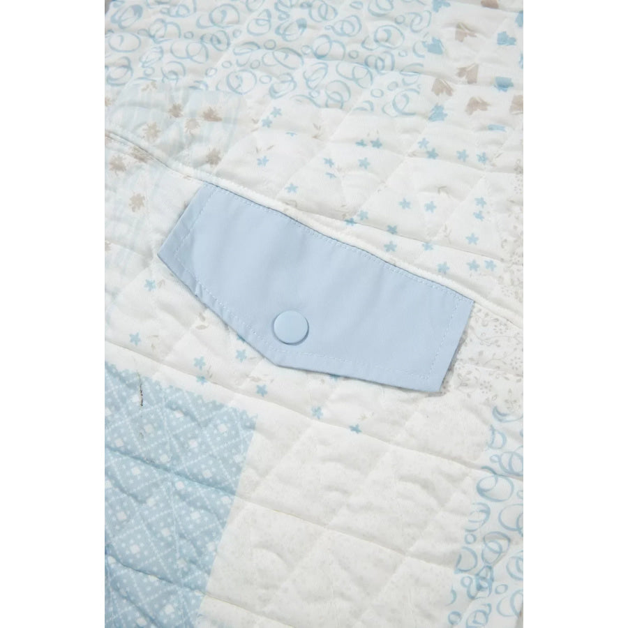 Patchwork Quilted Snap-Neck Sweatshirt Apparel and Accessories