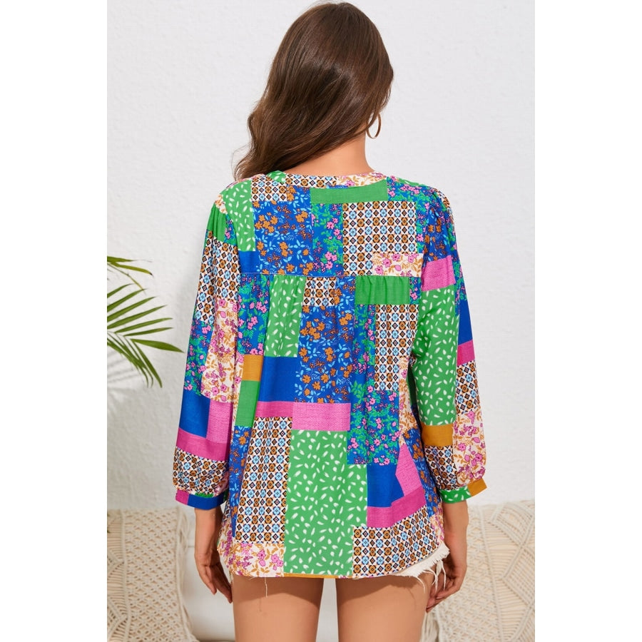 Patchwork Round Neck Shirt Multicolor / S