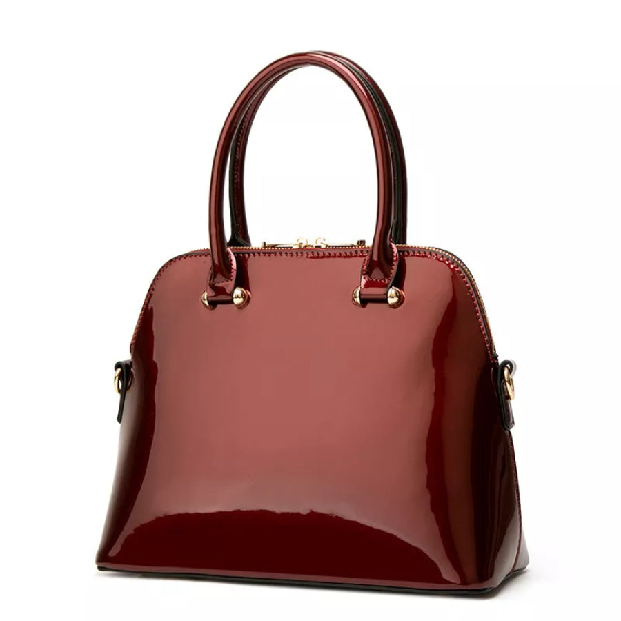 Patent Leather Handbag Burgundy / onesize Apparel and Accessories