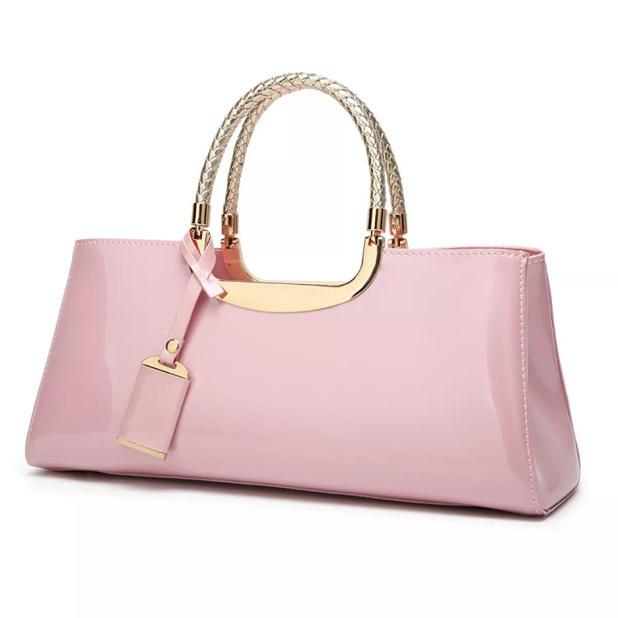 Patent Leather Handbag with Top Handle Pink / onesize Apparel and Accessories